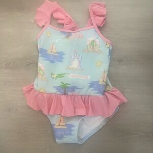 The Beaufort Bonnet Company Pink and Blue Kids Swim One Piece